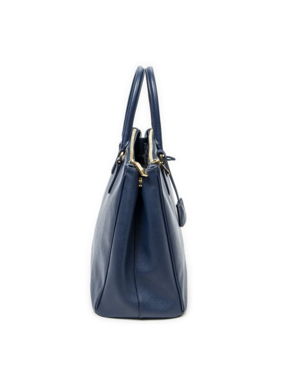 Prada Large Double Zip Galleria Tote Navy Saffiano Leather - Picture 4 of 10